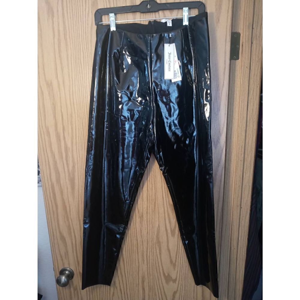 Juicy Couture NWT Liquorice M Faux Leather Print Pants Style J1FNP2 Medium